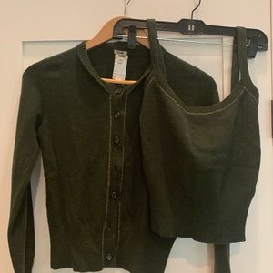 100% cashmere crop tank + cardigan